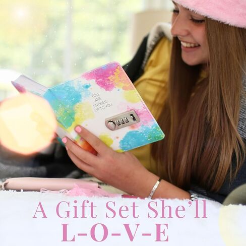 Life is a Doodle Journal for Teen Girls - Girls Diary Gift Set Includes a Leather Diary with Lock, Traveling Pencil Pouch, Love Bracelet, & Pink Pen - Super Cute Diary For Girls Ages 8-12 and Up in Saudi Arabia