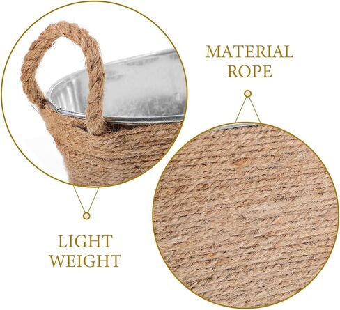 stobaza البيضاوي دلو الجليد حوض الجليد المجلفن حوض معدني شرب دلو برودة مع مقابض حبل المشروبات حوض دلاء الشراب للحفلات لوازم شريط الميموزا - 11.00x5.31x4.13in in Kuwait