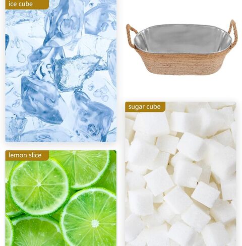 stobaza البيضاوي دلو الجليد حوض الجليد المجلفن حوض معدني شرب دلو برودة مع مقابض حبل المشروبات حوض دلاء الشراب للحفلات لوازم شريط الميموزا - 11.00x5.31x4.13in in Kuwait