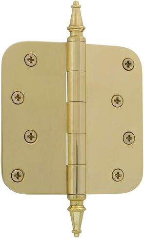 Nostalgic Warehouse 746087 4" Steeple Tip Residential 5/8" Radius Corners Door Hinge, Polished Brass in Saudi Arabia