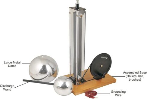EISCO Hand Crank Van De Graaff Generator, 9.8" Sphere - Up to 100,000 Volts - Includes Assembled Base, Discharge Wand & Grounding Wire - 24" Tall in Saudi Arabia