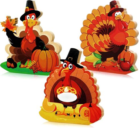 Thanksgiving Wooden Sign Thanksgiving Table Centerpiece Sign Give Thanks Turkey Decor Freestanding Autumn Turkey Decoration Wood Kitchen Tray Sign for Autumn Thanksgiving Party Harvest Party 3 Styles in Saudi Arabia