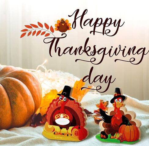 Thanksgiving Wooden Sign Thanksgiving Table Centerpiece Sign Give Thanks Turkey Decor Freestanding Autumn Turkey Decoration Wood Kitchen Tray Sign for Autumn Thanksgiving Party Harvest Party 3 Styles in Saudi Arabia