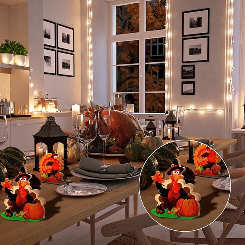 Thanksgiving Wooden Sign Thanksgiving Table Centerpiece Sign Give Thanks Turkey Decor Freestanding Autumn Turkey Decoration Wood Kitchen Tray Sign for Autumn Thanksgiving Party Harvest Party 3 Styles in Saudi Arabia