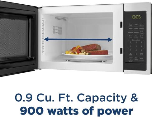 GE GCST09N1WWW Microwave Oven, 900-watt 7 Auto Cooking Settings, Child-Lock Technology, Kitchen Essentials for The Countertop, Dorm Room or Apartment, 0.9 Cu. Ft, White in Saudi Arabia