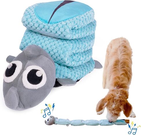Crinkly Plush Dog Puzzle Toy - Long Tug-of-War Squeaky Dog Boredom Buster Toys with Snack Pockets - Durable Enrichment Mentally Stimulating Toys for Dogs Small, Medium, Large - Squirrel in Saudi Arabia