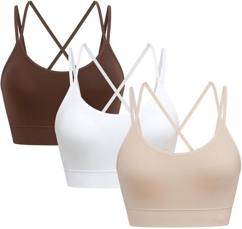 Ryka Hannah Seamless Strappy Openback Sports Bra, 3 Pack, Sepia Rose/Asphalt HTR/Black, Small in Saudi Arabia