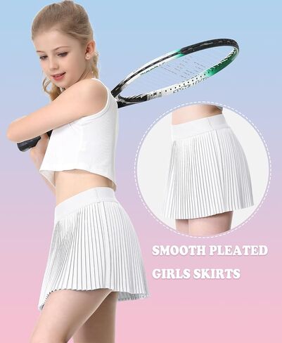 تنانير رياضية مطوية للفتيات مع شورت 2 في 1 تنورة تنس مع جيب تنورة جولف عالية الخصر للأطفال الشباب in Kuwait