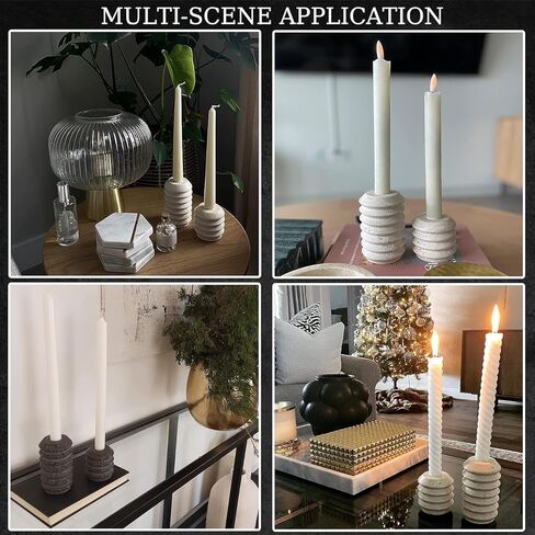 WORHE Candle Holders Italy True Natural Travertine Stone 0.4" Thick, Set of 2 Premium Marble Candlestick Holder for Wedding Dinning Party, Candle Stand for 3/4 inch Thick Candles Color Red (WH025) in Saudi Arabia