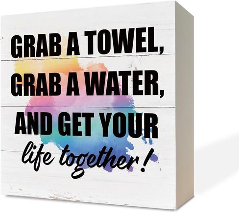 لافتات خشبية ملهمة، علامة للياقة البدنية، ديكور مكتب علامة صندوق خشبي، ديكور صالة الألعاب الرياضية التحفيزي، ديكور طاولة لصالة الألعاب الرياضية المنزلية، هدية لصديق التمرين، احصل على منشفة، احصل على الماء واحصل على حياتك معًا in Kuwait