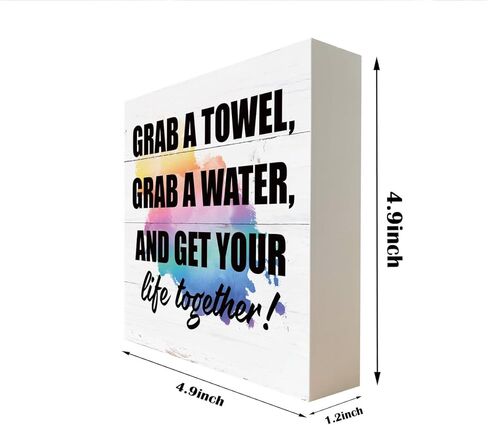 لافتات خشبية ملهمة، علامة للياقة البدنية، ديكور مكتب علامة صندوق خشبي، ديكور صالة الألعاب الرياضية التحفيزي، ديكور طاولة لصالة الألعاب الرياضية المنزلية، هدية لصديق التمرين، احصل على منشفة، احصل على الماء واحصل على حياتك معًا in Kuwait