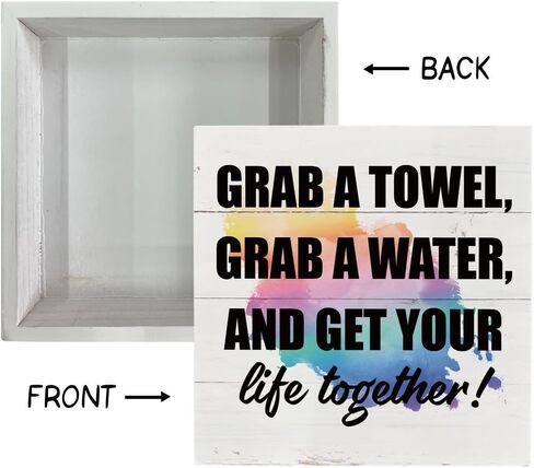 لافتات خشبية ملهمة، علامة للياقة البدنية، ديكور مكتب علامة صندوق خشبي، ديكور صالة الألعاب الرياضية التحفيزي، ديكور طاولة لصالة الألعاب الرياضية المنزلية، هدية لصديق التمرين، احصل على منشفة، احصل على الماء واحصل على حياتك معًا in Kuwait