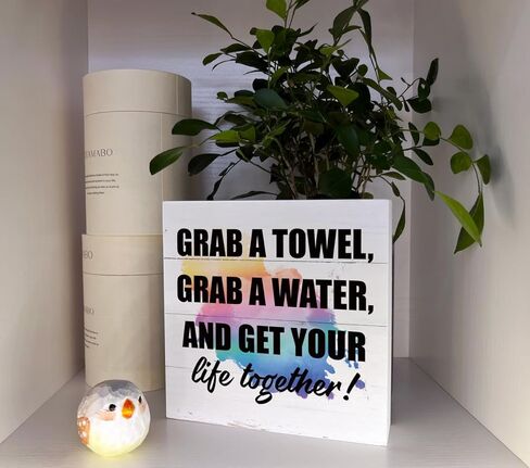 لافتات خشبية ملهمة، علامة للياقة البدنية، ديكور مكتب علامة صندوق خشبي، ديكور صالة الألعاب الرياضية التحفيزي، ديكور طاولة لصالة الألعاب الرياضية المنزلية، هدية لصديق التمرين، احصل على منشفة، احصل على الماء واحصل على حياتك معًا in Kuwait