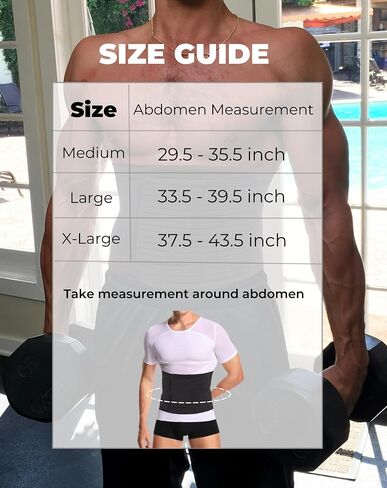 Reian Men's Abdominal Binder for Post Surgery,Compression Wrap Abdomen Waist Support Belt for Hernia Surgery, Abdominal Injuries (Black, Large) in Saudi Arabia