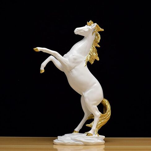DESHINTKE Standing Horse Resin Statue, Horse Sculpture Modern Home Office Figurine Decor Win Instant Success (White) in Saudi Arabia