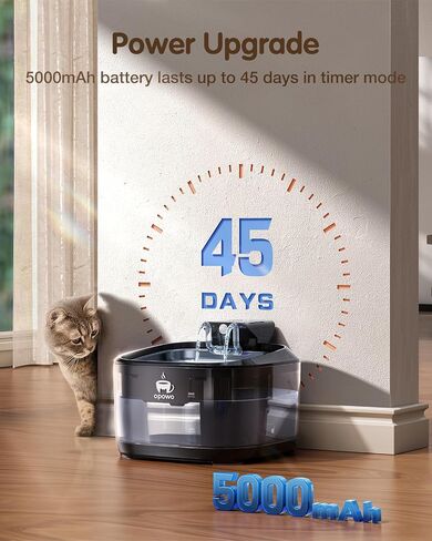Wireless Cat Water Fountain Stainless Steel, 108oz/3.2L Cat Water Fountain Battery Operated with 3 Modes, 5000mAh Battery, Ultra Quiet Motion Sensor Pet Water Fountain for Cats, 3 Filters, Black in Saudi Arabia