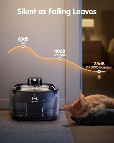 Wireless Cat Water Fountain Stainless Steel, 108oz/3.2L Cat Water Fountain Battery Operated with 3 Modes, 5000mAh Battery, Ultra Quiet Motion Sensor Pet Water Fountain for Cats, 3 Filters, Black in Saudi Arabia