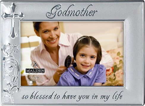 Malden International Designs Godfather with Cross Picture Frame, 4x6, Silver in Kuwait