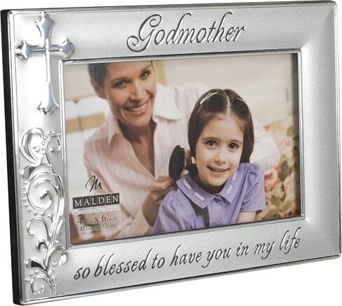 Malden International Designs Godfather with Cross Picture Frame, 4x6, Silver in Kuwait