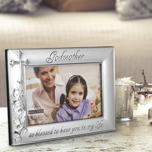Malden International Designs Godfather with Cross Picture Frame, 4x6, Silver in Kuwait