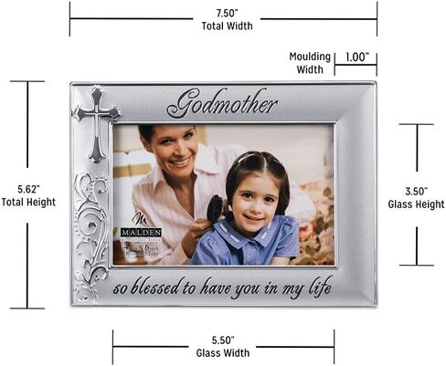 Malden International Designs Godfather with Cross Picture Frame, 4x6, Silver in Kuwait
