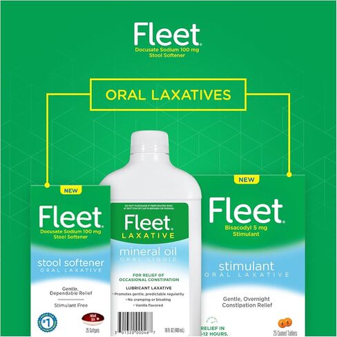 Fleet Laxative, منبه ملين عن طريق الفم، لتخفيف الإمساك أثناء الليل، أقراص ملينة، 25 قرصًا in Kuwait