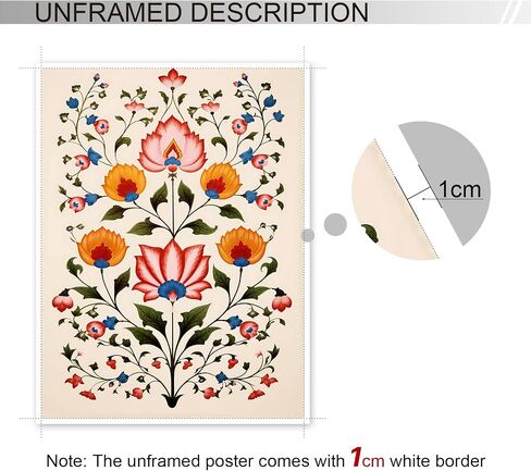 foefvpeft Flower Canvas Wall Art, 3 Piece 12x16in Indian Folk Art Prints, Indian Floral Painting Poster, Colorful Vintage Botanical Plant Pictures for Gallery Wall Artwork Living Room Unframed in Saudi Arabia