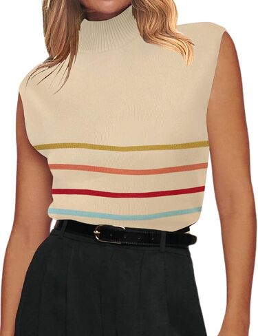 Zeagoo Women's 2024 Mock Turtle Neck Sweater Vest Sleeveless Knit Pullover Tank Tops Casual Trendy Slim Fitted Shirts in Kuwait