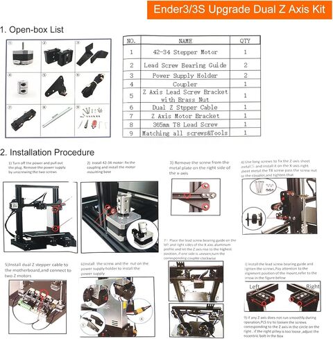 مجموعة أدوات Ender 3 Dual Z Axis Kit مع شحم، ومسمار رصاص مزدوج Z Stepper Motor 3D ملحقات الطابعة ثلاثية الأبعاد لـ Creality Ender 3، Ender 3 Pro، Ender 3 V2 in Kuwait