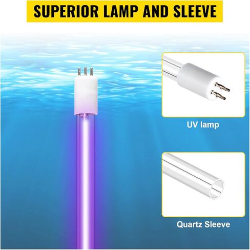 VEVOR Water Purifier Filter, for Whole House Water Purification, 12GPM 110V 55W, 2 Extra Lamps + 1 Extra Quartz Sleeve in Saudi Arabia