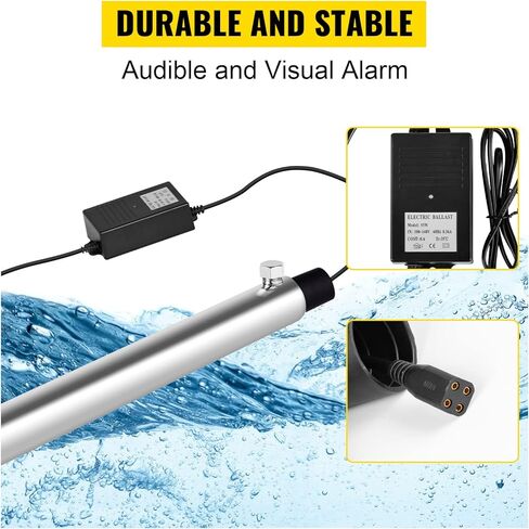 VEVOR Water Purifier Filter, for Whole House Water Purification, 12GPM 110V 55W, 2 Extra Lamps + 1 Extra Quartz Sleeve in Saudi Arabia