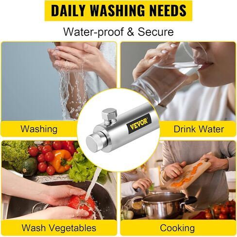 VEVOR Water Purifier Filter, for Whole House Water Purification, 12GPM 110V 55W, 2 Extra Lamps + 1 Extra Quartz Sleeve in Saudi Arabia