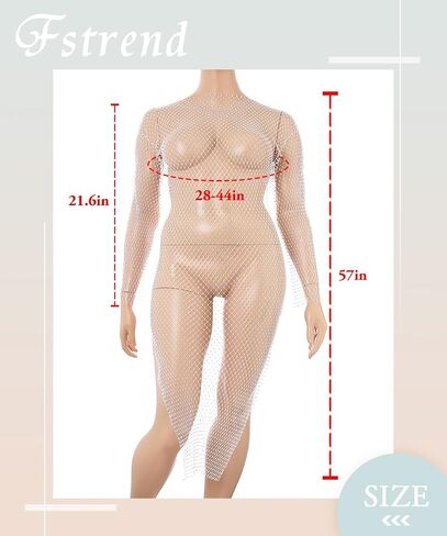 Fstrend Rhinestone Mesh Dress Sparkly Crystal Fishnet Skirt l Summer Beach Rave Festival Outfit for Women in Saudi Arabia