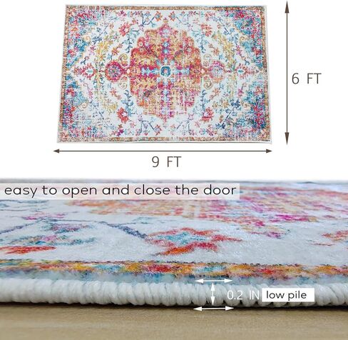 YRXRUS Hallway Runner Rug, 2x6 Ft Boho Runner Rug, Bohemian Area Rugs, Vintage Rug for Bedside, Kitchen Mat, Blue-Green Boho Decoration, Non-Slip & Machine Washable Carpet in Saudi Arabia