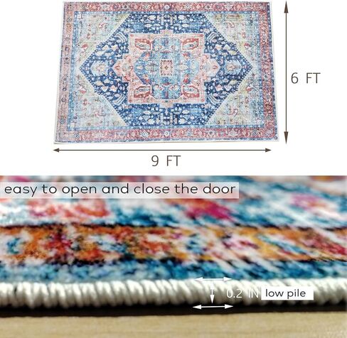 YRXRUS Hallway Runner Rug, 2x6 Ft Boho Runner Rug, Bohemian Area Rugs, Vintage Rug for Bedside, Kitchen Mat, Blue-Green Boho Decoration, Non-Slip & Machine Washable Carpet in Saudi Arabia