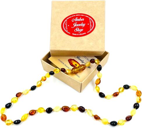 Baltic Amber Necklace 12.5 inches - Genuine Amber Beads- Unisex Amber Jewellery - Multicolour in Saudi Arabia