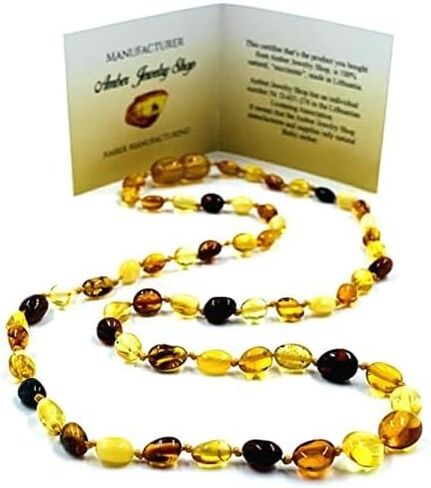 Baltic Amber Necklace 12.5 inches - Genuine Amber Beads- Unisex Amber Jewellery - Multicolour in Saudi Arabia