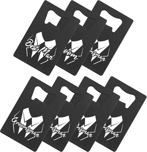 PartyGifts&beyond 7 Pcs Bachelor Party Favors Card Bottle Opener Stainless Steel Credit Card Size Gromsmen Gifts Bottle Opener Cap for Party(WD-Struggle) in Kuwait