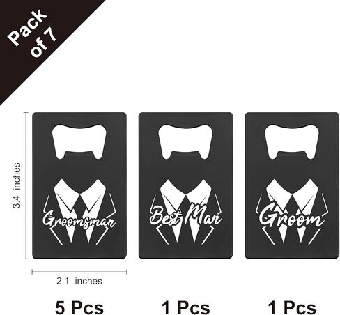 PartyGifts&beyond 7 Pcs Bachelor Party Favors Card Bottle Opener Stainless Steel Credit Card Size Gromsmen Gifts Bottle Opener Cap for Party(WD-Struggle) in Kuwait