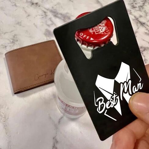 PartyGifts&beyond 7 Pcs Bachelor Party Favors Card Bottle Opener Stainless Steel Credit Card Size Gromsmen Gifts Bottle Opener Cap for Party(WD-Struggle) in Kuwait