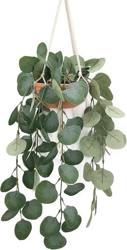 Wall Hanging Planter, Fake Hanging Plant in Clay Pot Artificial Hanging Plants with Fake Leaves and Hook for Wall Home Room Indoor Outdoor Décor (Green) in Saudi Arabia