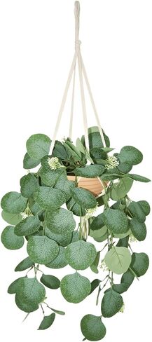 Wall Hanging Planter, Fake Hanging Plant in Clay Pot Artificial Hanging Plants with Fake Leaves and Hook for Wall Home Room Indoor Outdoor Décor (Green) in Saudi Arabia