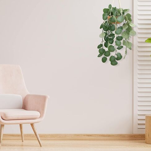 Wall Hanging Planter, Fake Hanging Plant in Clay Pot Artificial Hanging Plants with Fake Leaves and Hook for Wall Home Room Indoor Outdoor Décor (Green) in Saudi Arabia