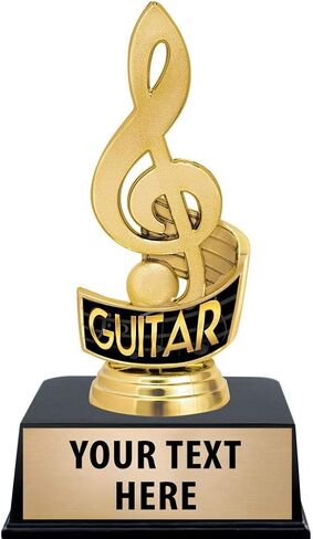 Crown Awards Guitar Trophies with Custom Engraving, 6" Personalized Gold Treble Clef Music Trophy On Black Base Prime in Saudi Arabia