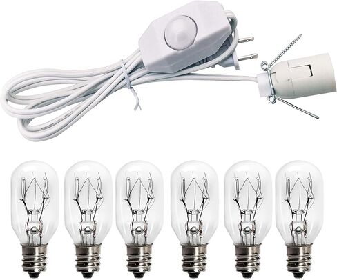 Original Replacement White Cords with Bulbs for Himalayan Salt Rock Lamp with Dimmer Switch and 25 Watt E12 Socket Incandescent Bulbs,UL Listed 2 Set in Saudi Arabia