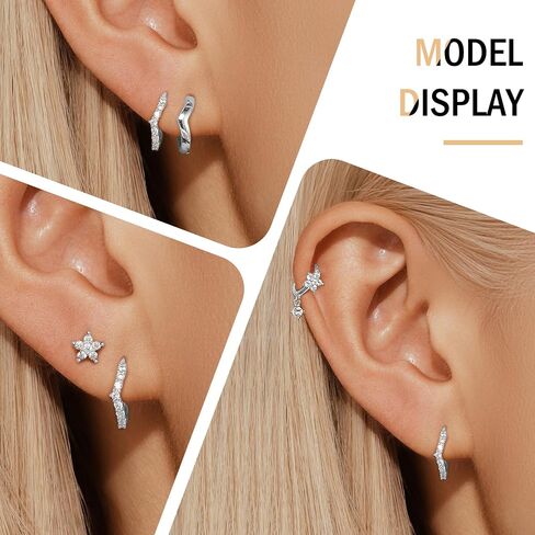 GEORGE · SMITH Gold Stud Earrings Set for Women, 14k Gold Plated Flower Stud Earring Sets for Multiple Piercing, Double Studs Chain Tassel Piercing Earrings for Women in Saudi Arabia