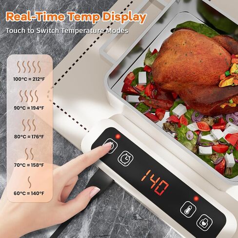 Portable Food Warming Mat for Food: Electric Real-Time Temp Display Food Warmers for Parties, Buffets, Gatherings, 5 Temp Levels, Timer, Auto Shut-Off (Champagne Beige) in Saudi Arabia