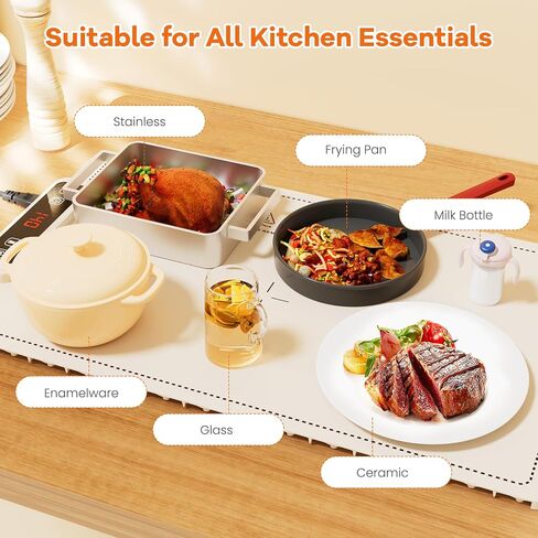 Portable Food Warming Mat for Food: Electric Real-Time Temp Display Food Warmers for Parties, Buffets, Gatherings, 5 Temp Levels, Timer, Auto Shut-Off (Champagne Beige) in Saudi Arabia
