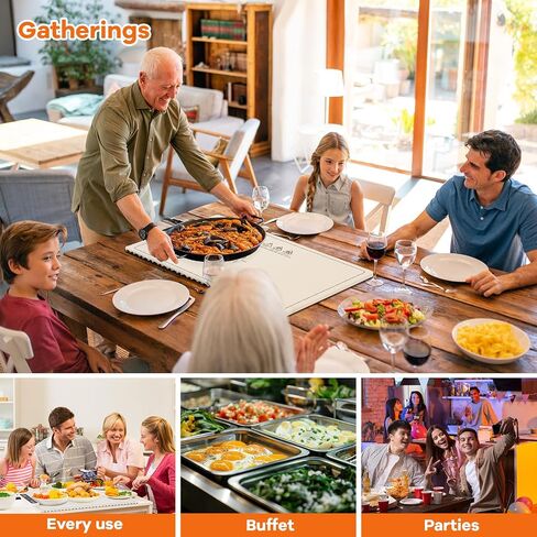 Portable Food Warming Mat for Food: Electric Real-Time Temp Display Food Warmers for Parties, Buffets, Gatherings, 5 Temp Levels, Timer, Auto Shut-Off (Champagne Beige) in Saudi Arabia