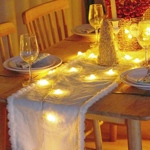 Baccessor Winter White Fur Table Runner Christmas Snow Faux Fur Dressing Table Runners Dresser Cover Coffee Table Center Decoration for Kitchen Home Dinning Party Holiday Indoor Outdoor 13x72 Inch in Saudi Arabia
